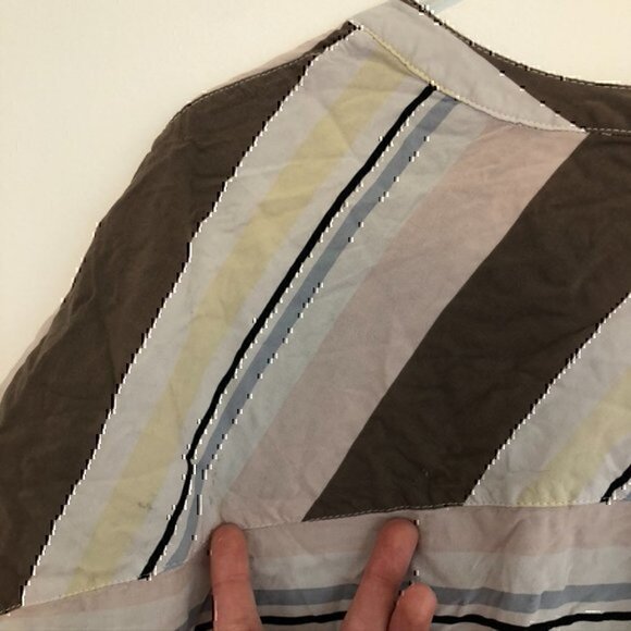 TORRID 3 Plus Size Challis Button Front Dolman Sleeve Top Brown Pink Stripe 3X - Picture 12 of 12